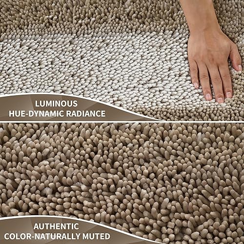 Miniatura 3 de Yimobra-Tapete de baño de felpilla de 31.5 x 19.8 pulg, suave y absorbente, antideslizante, lavable a máquina, secado rápido, tapete exterior de