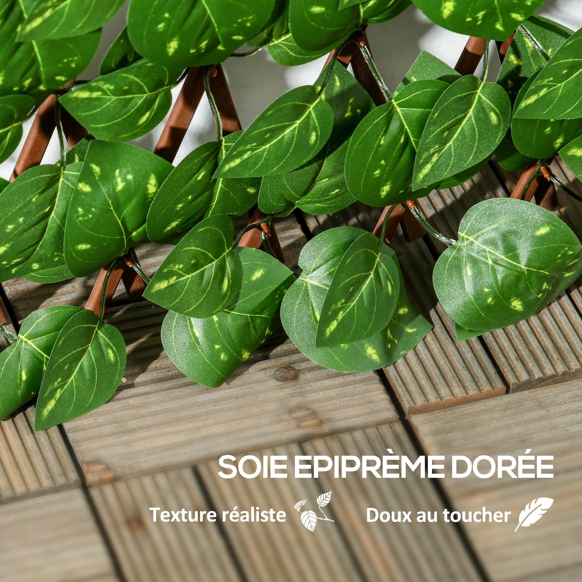Outsunny Lot de 2 Haies Artificielles Treillis Extensible 2 x 1 m | Brise-Vue Canisse, Végétale, Feuillage Réaliste, Intérieur Extérieur