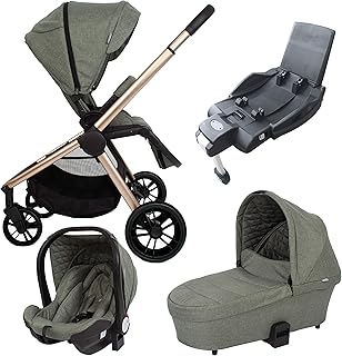 my babiie navy and rose gold travel system