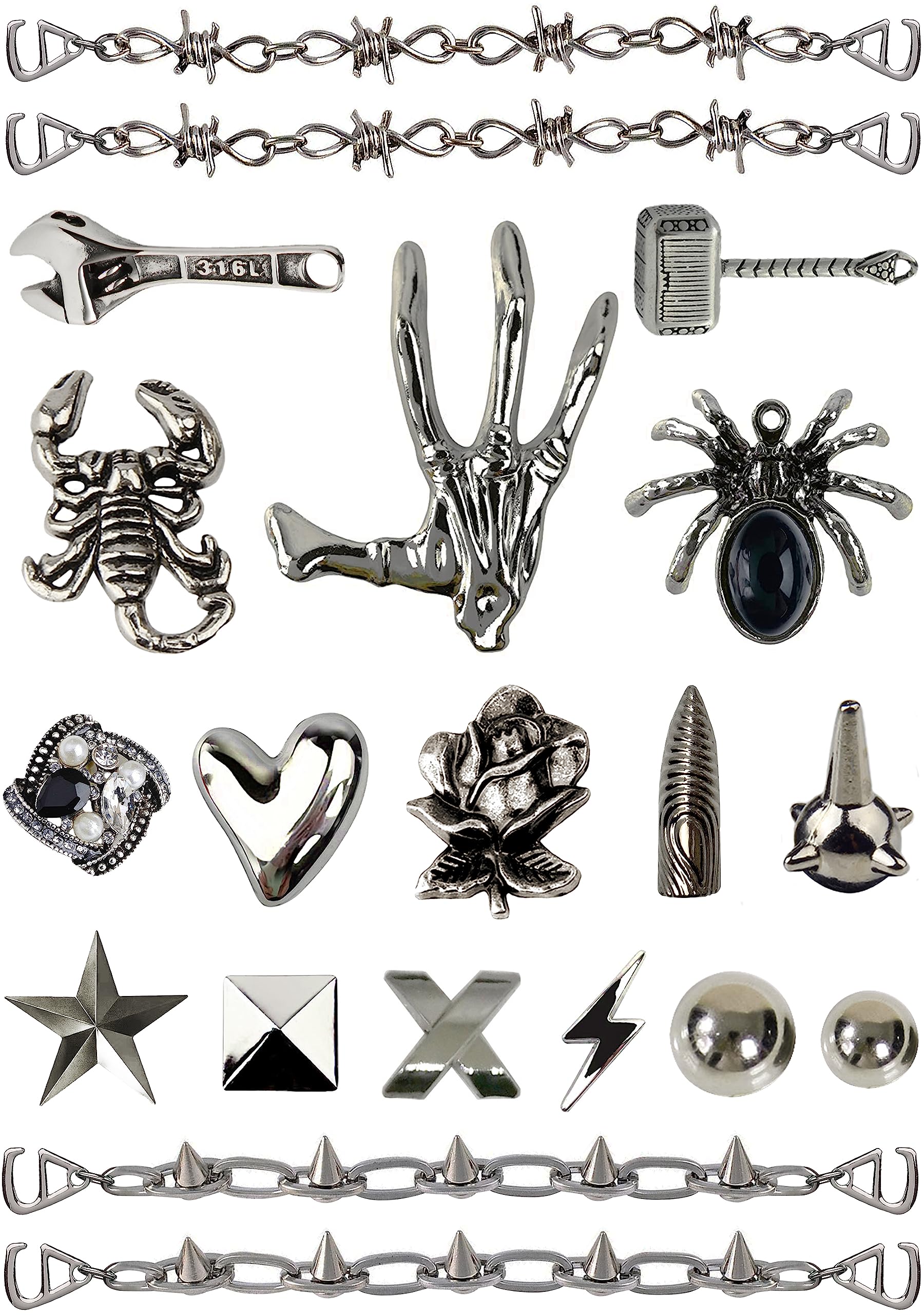 Sponsored Ad - Chic Bling Shoe Charms Gold and Sliver Designer Jewels Pretty Cute Chains Decorations Accessories for Women Girl Adults