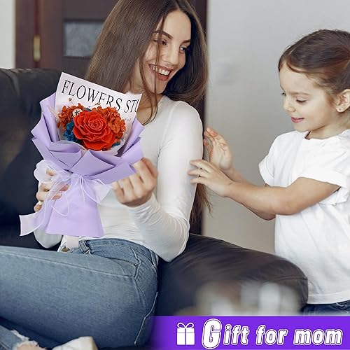 Miniatura 5 de ANLUNOB Regalo de rosas para el día de la madre, regalo para el día de San Valentín, regalos de cumpleaños para mujeres, ramo de flores preservadas,