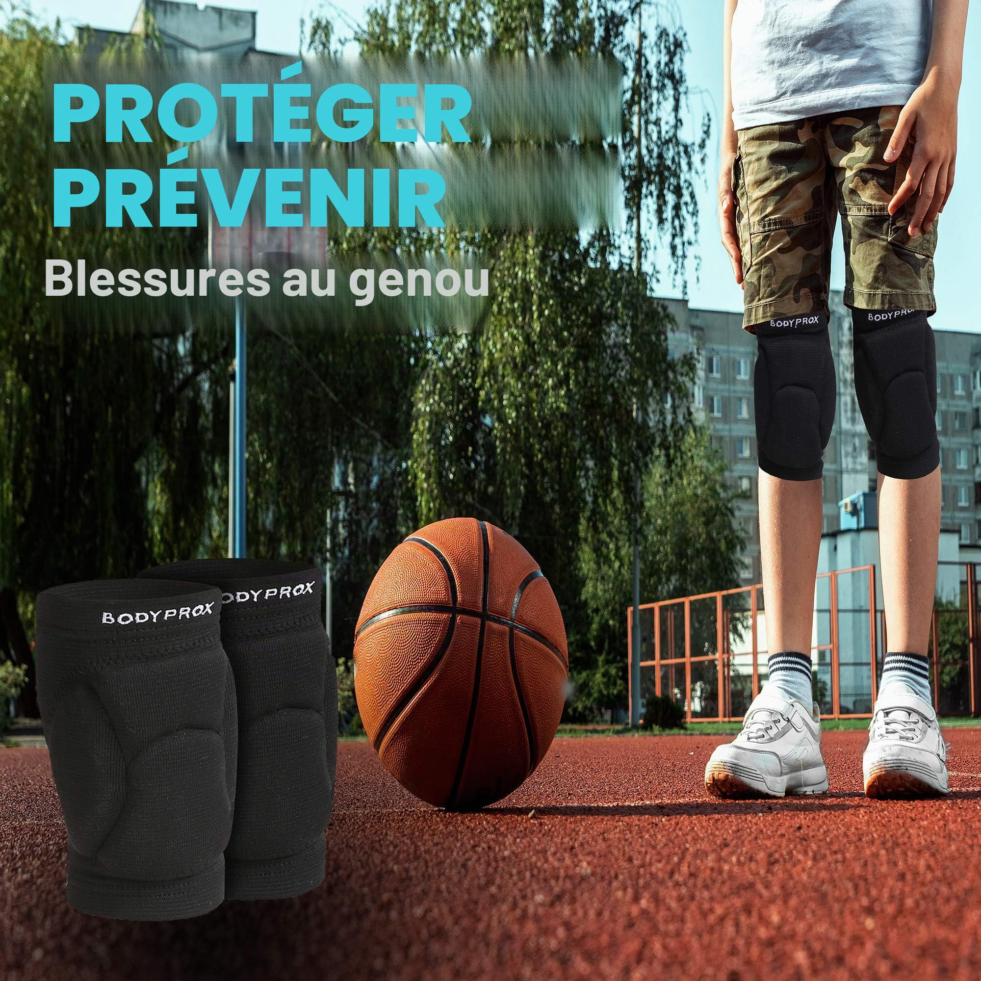 Bodyprox Genouillères de volleyball pour jeunes adolescents 1 paire Noir 13-18 Years