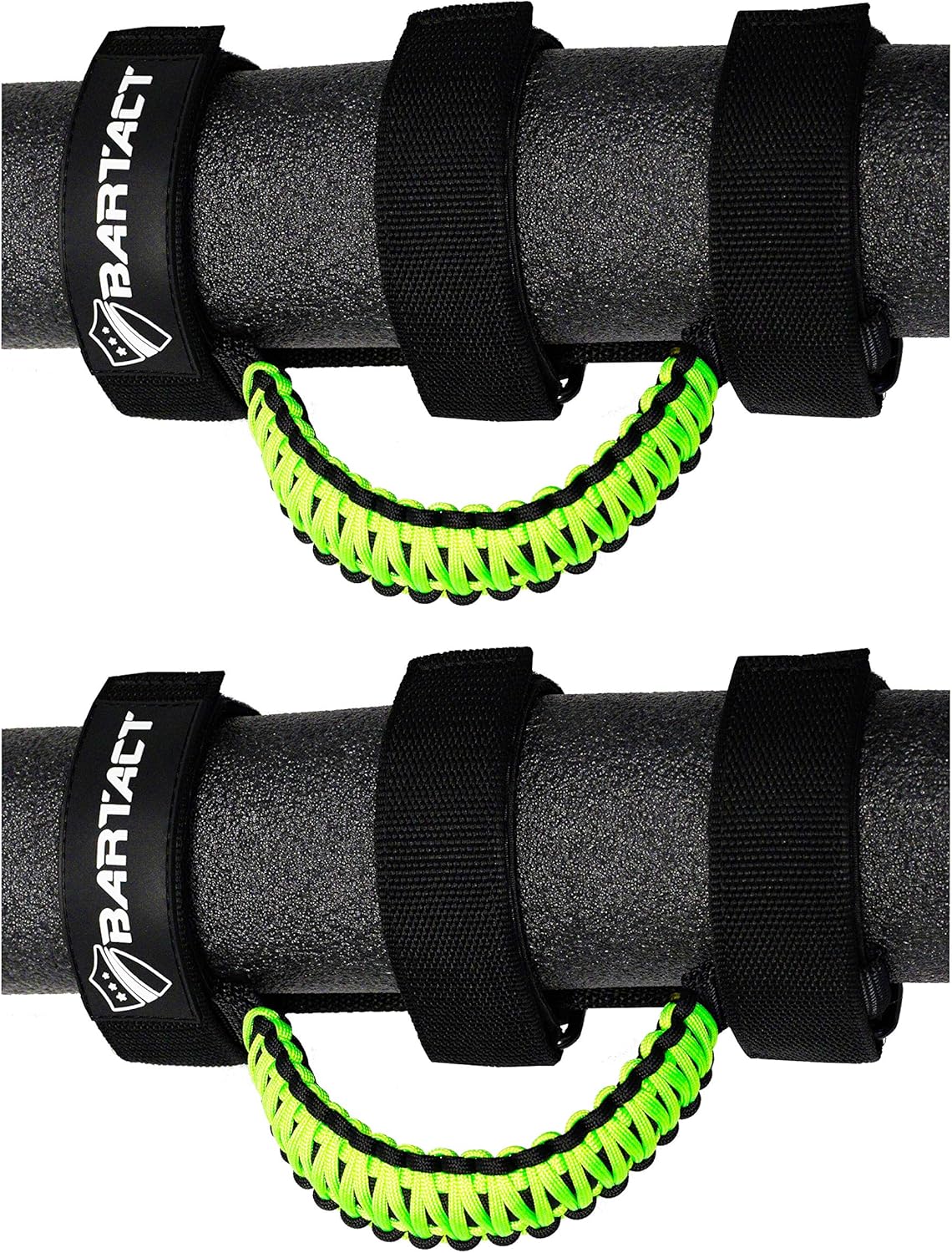 Bartact Roll Bar Grab Handles Jeep Wrangler JL, JK, TJ, YJ, and Jeep Gladiator 1955–2023 Upgrade Metal Buckle, Strong & Durable Paracord Grip Handles for Roll Bar - Black/Gecko