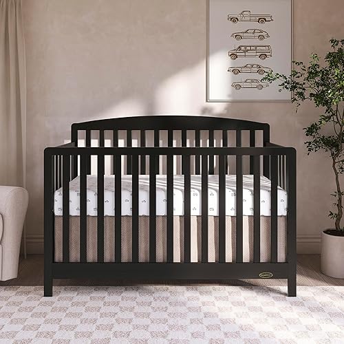Miniatura 2 de Dream On Me JPMA & Greenguard Gold Odelle - Cuna convertible 5 en 1 certificada en negro mate, fabricada con madera de pino sostenible, 3 ajustes de