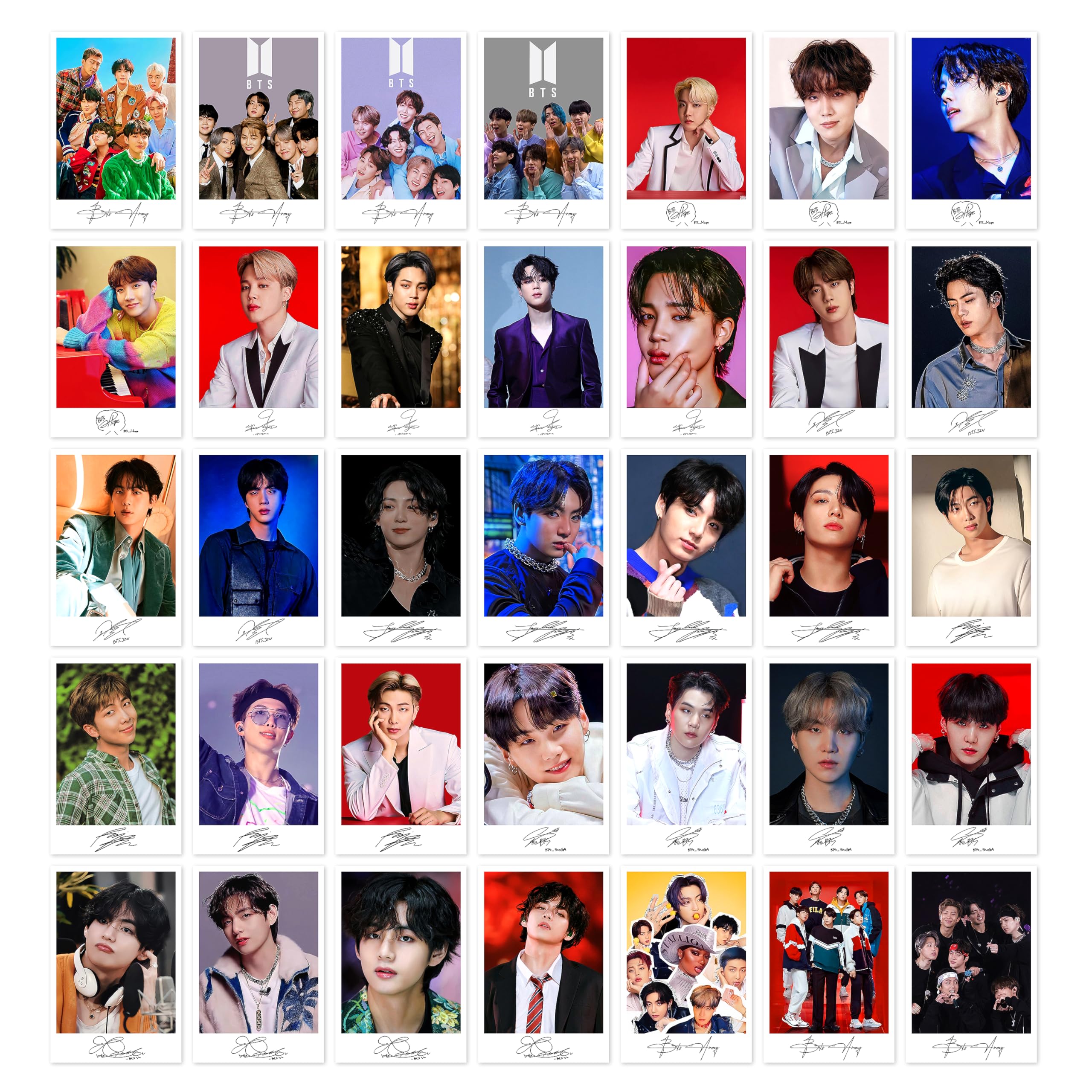 MODERN GALLERY MART BTS Signature Wall Collage Kit ? Pack of 36 Aesthetic Photo Cards ? (A6 Size 4x6 Inch) ? Kpop Wall Decor for Bedroom, Dorm, or Gifts for BTS Fans