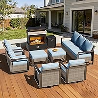 Vista 29 de Sofá de Mimbre Metálico para Patio de 75", Sofá Sillón de Ratán para Exteriores de 3 Asientos para Todo Tipo de Clima con Cojines Premium