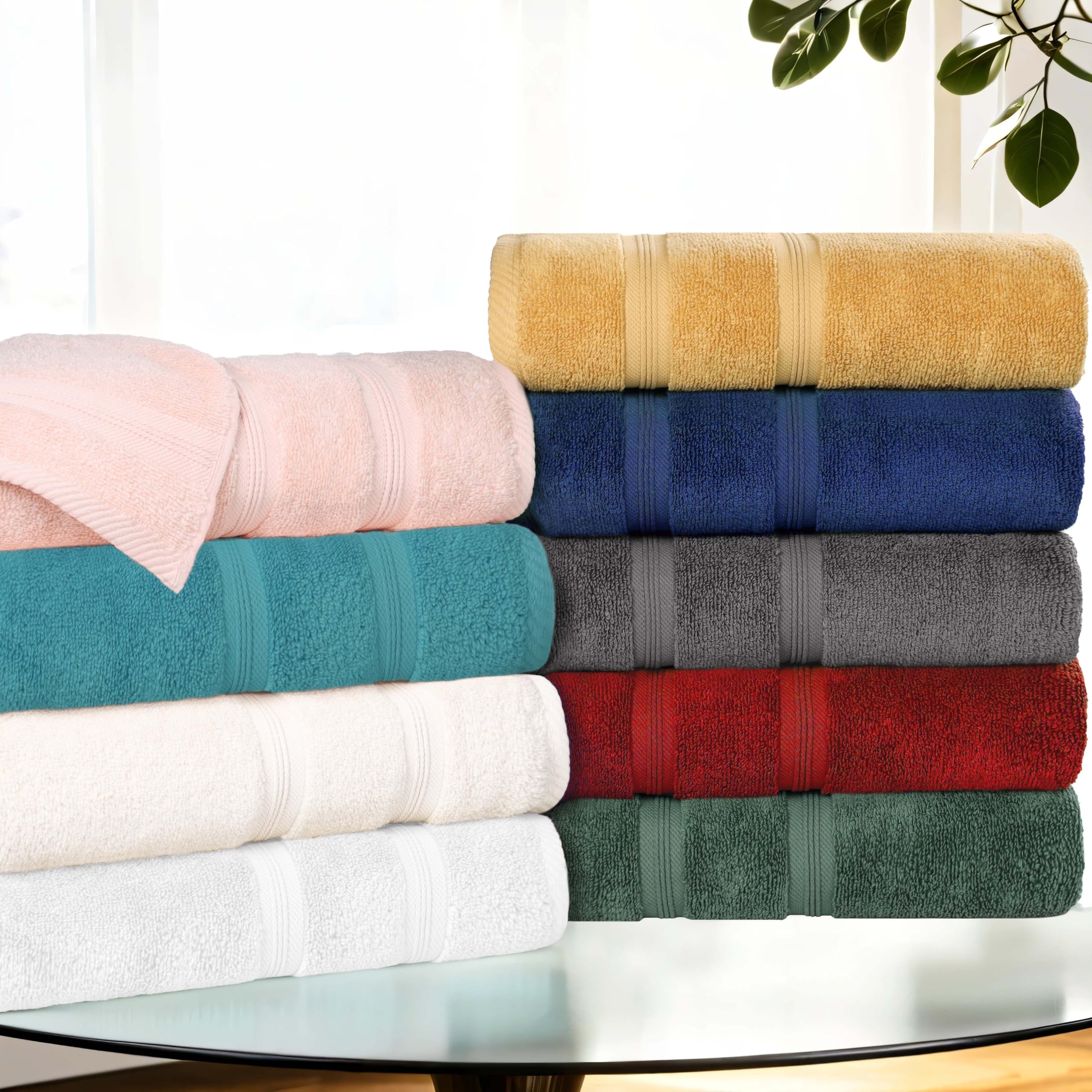 Superior Set di 6 asciugamani in cotone di alta qualità, morbidi asciugamani in peluche per spa, palestra, bagno, bagno degli ospiti, salone, cucina, arredamento, base per la casa, qualità