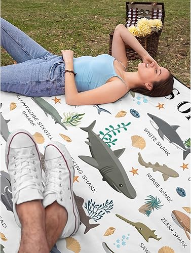 Miniatura 7 de Manta de tiburón, regalos para niños, amantes de los tiburones, niños, adultos, niños, tipos de tiburones azules, de felpa, acogedora, manta