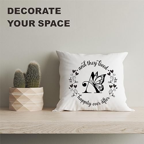Miniatura 4 de Funda de almohada minimalista con diseño de mariposa - They Lived Happily Ever After, 18 x 18 pulgadas, fundas de almohada para sala de estar,
