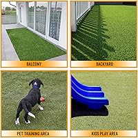 Vista 6 de Ottomanson Alfombra de Césped Artificial Falso de 2' x 2'7" - Césped Realista con Protección UV - Perforada para Fácil Drenaje - Alfombra Sintética