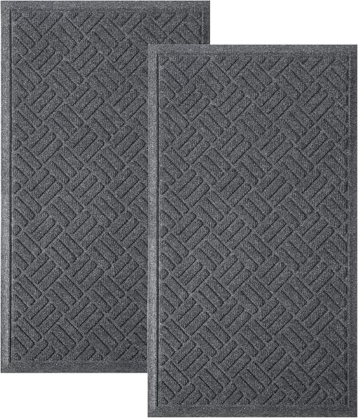 MATALL Front Door Mat 2 Pack Indoor and Outdoor Welcome Mat, Absorbent and Drain Away Water Heavy Duty Entryway Doormat for Front Back Doors, Laundry Rooms, Mudrooms and More, 29.5x17.5IN