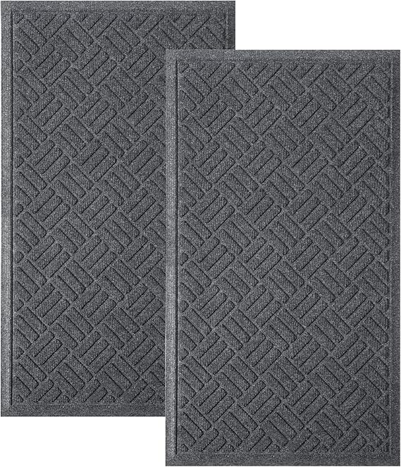 MATALL Front Door Mat 2 Pack Indoor and Outdoor Welcome Mat, Absorbent and Drain Away Water Heavy Duty Entryway Doormat for Front Back Doors, Laundry Rooms, Mudrooms and More, 29.5x17.5IN