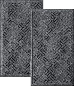 MATALL Front Door Mat 2 Pack Indoor and Outdoor Welcome Mat, Absorbent and Drain Away Water Heavy Duty Entryway Doormat for Front Back Doors, Laundry Rooms, Mudrooms and More, 29.5x17.5IN