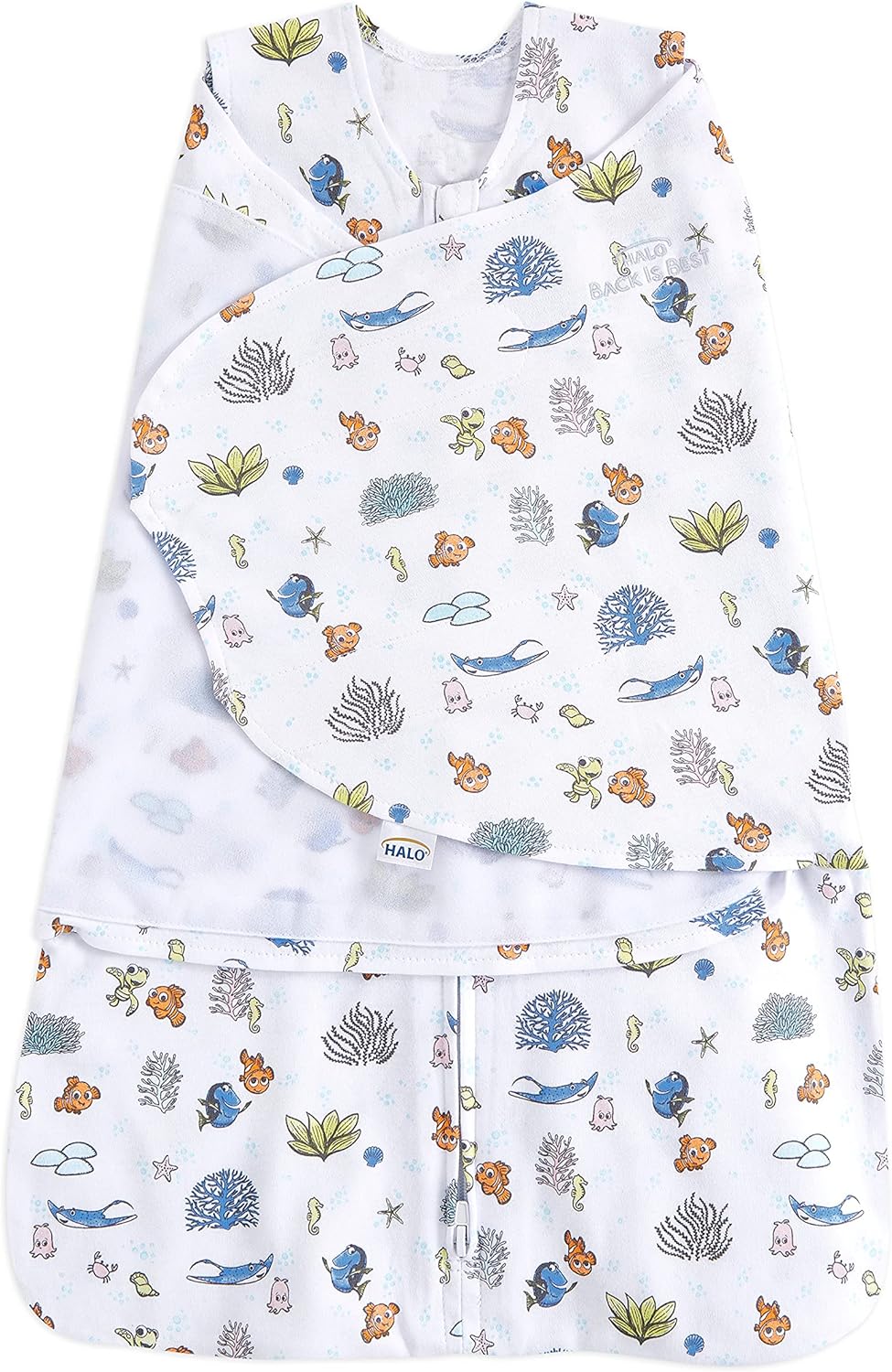 HALO Disney Baby Finding Nemo 100% Cotton Sleepsack Swaddle, 3-Way Adjustable Wearable Blanket, TOG 1.5, Nemo Great Barrier Reef, Newborn, 0-3 Months HALO Disney Baby Finding Nemo 100% Cotton Sleepsack Swaddle, 3-Way Adjustable Wearable Blanket, TOG 1.5, Nemo Great Barrier Reef, Newborn, 0-3 Months