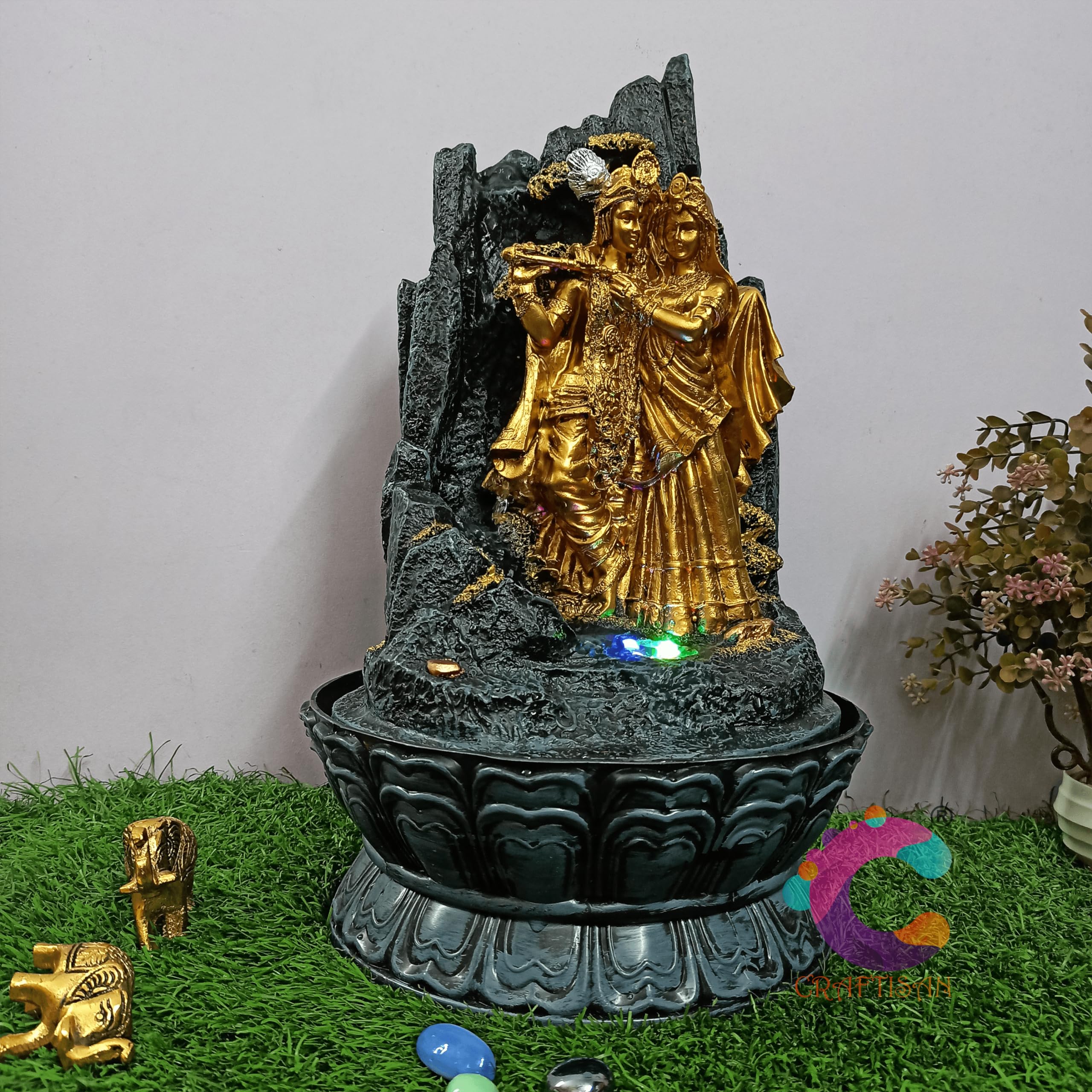 Craftisan™ Decorative Water Fountain for Home Décor, Office, Indoor & Outdoor, Garden, Puja Room, Vaastu, Reception, Spa, Gifting. (U-019, Radha Mohan)-image-6