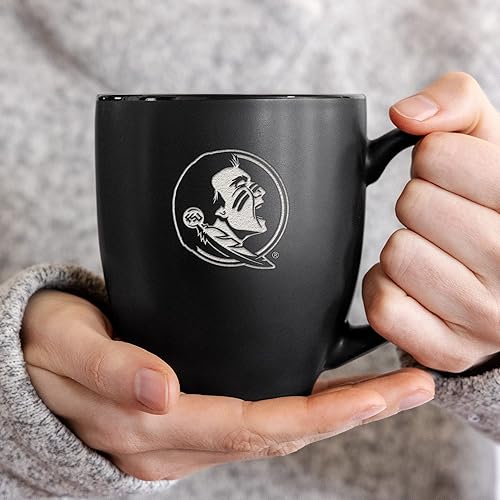 Miniatura 2 de Rico Industries NCAA (DEF & G) Taza Bistro Estándar de 15 onzas Grabada con Láser de Cerámica Negra Mate - Para Bebidas Calientes o Frías