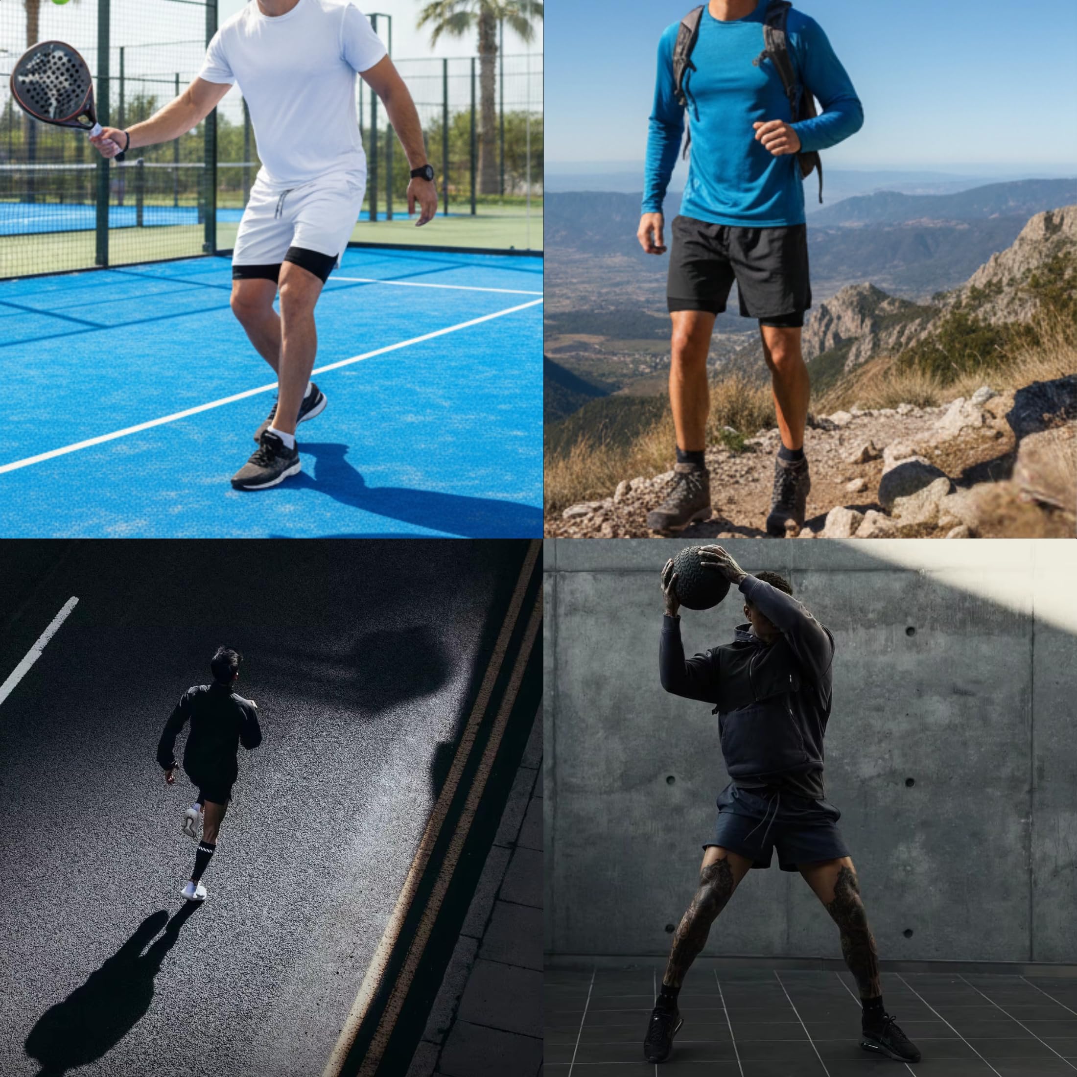 Pack de 3 Pantalones Cortos Hombre Deporte 2 en 1 con Malla integrada | 4 Bolsillos, Cinta Trasera Portatoallas, Resistentes, Transpirables, de Secado Rápido, Gym, Crossfit, Running, Padel