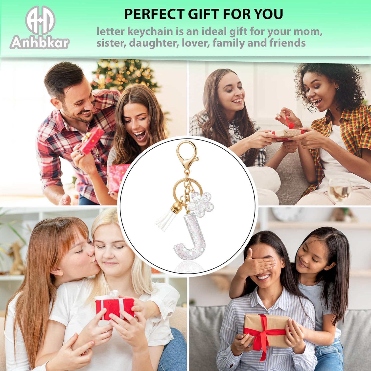 Flower Resin Initial Keychain – Personalized Alphabet Keyring for Women, Girls – Cute Letter Key chain for Bag Charms - Image 6