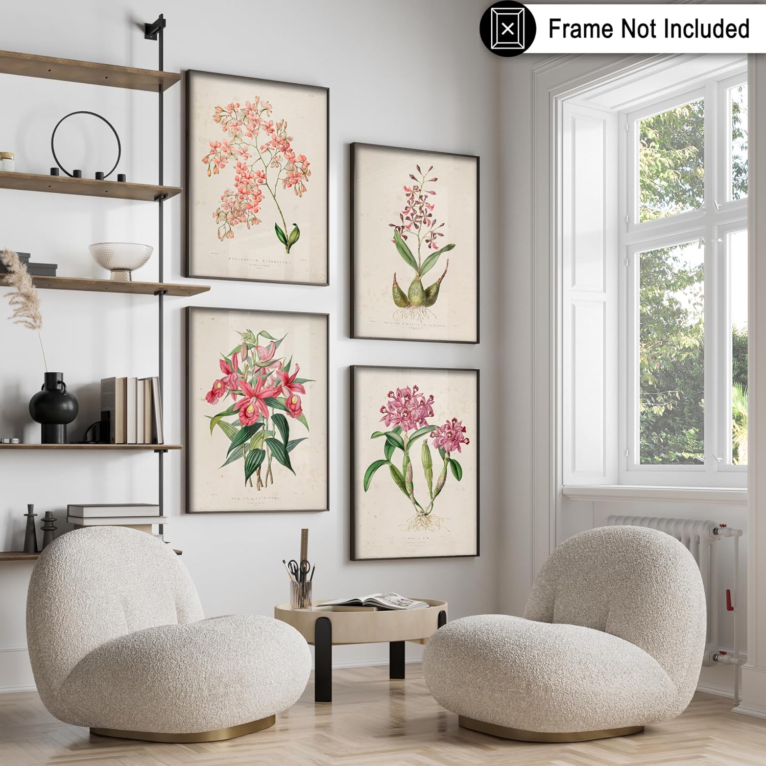 Poster Master 4-Piece Vintage Orchid Poster - Retro Botanical Print - Flower Art - Floral Art - Gift for Men, Women & Florist - Decor for Office, Living Room or Flower Shop - 8x10 UNFRAMED Wall Art