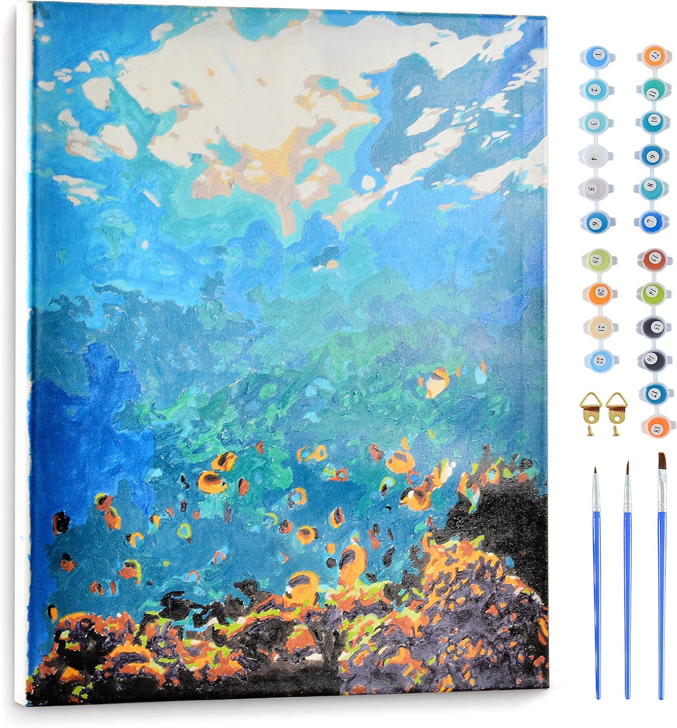 Buy Divinelove Adult Paint By Numbers Underwater Theme Canvas Brush Painting Sip And Paint Wooden Frame Date Night Activity Soothing Relaxing Painting Premium Brushes Online In Indonesia B08tcjt932