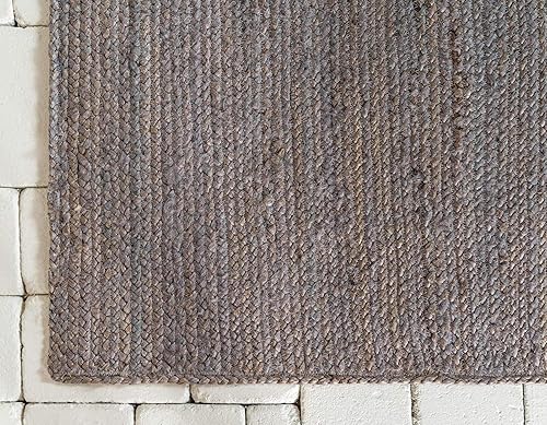 Miniatura 8 de Unique Loom Alfombra trenzada de la colección de yute - Dhaka (2 pies 7 pulgadas x 6 pies 1 pulgada, color gris)