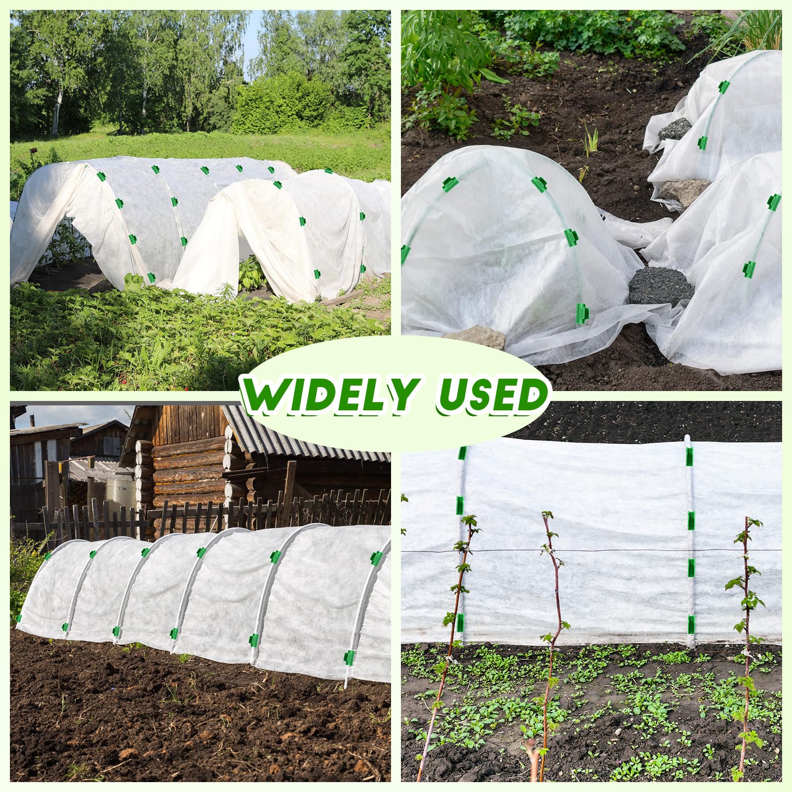 Mixweer 2 Pack Plant Covers Freeze Protection Kit, Covers Freeze Protection Kit Frost with 12 Set Garden Hoops Clips Row Cover Frost Blankets for Outdoor Plants Vegetable Winter(8x24ft)