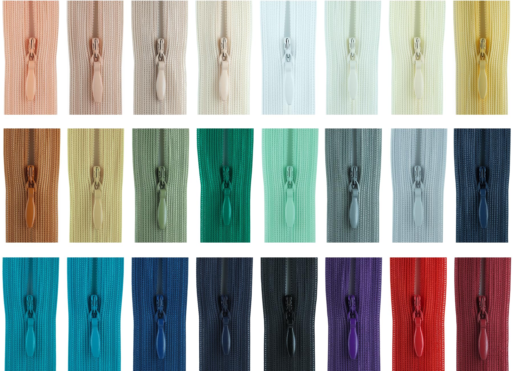 Y-CONNECTIONInvisible Zip (Pack of 24 zips), Suitable for Lightweight Fabric for Dressmaking (22 inch)