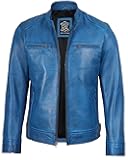 Mens Leather Jacket - Cafe Racer Style Real Lambskin Leather Jacket Men