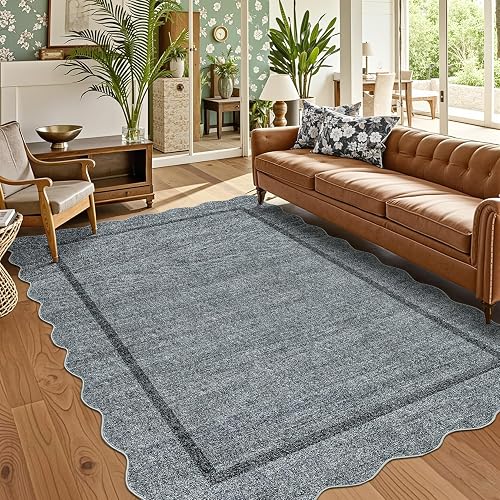 GarveeHome Scalloped 4x6 Washable Low-Pile Rug