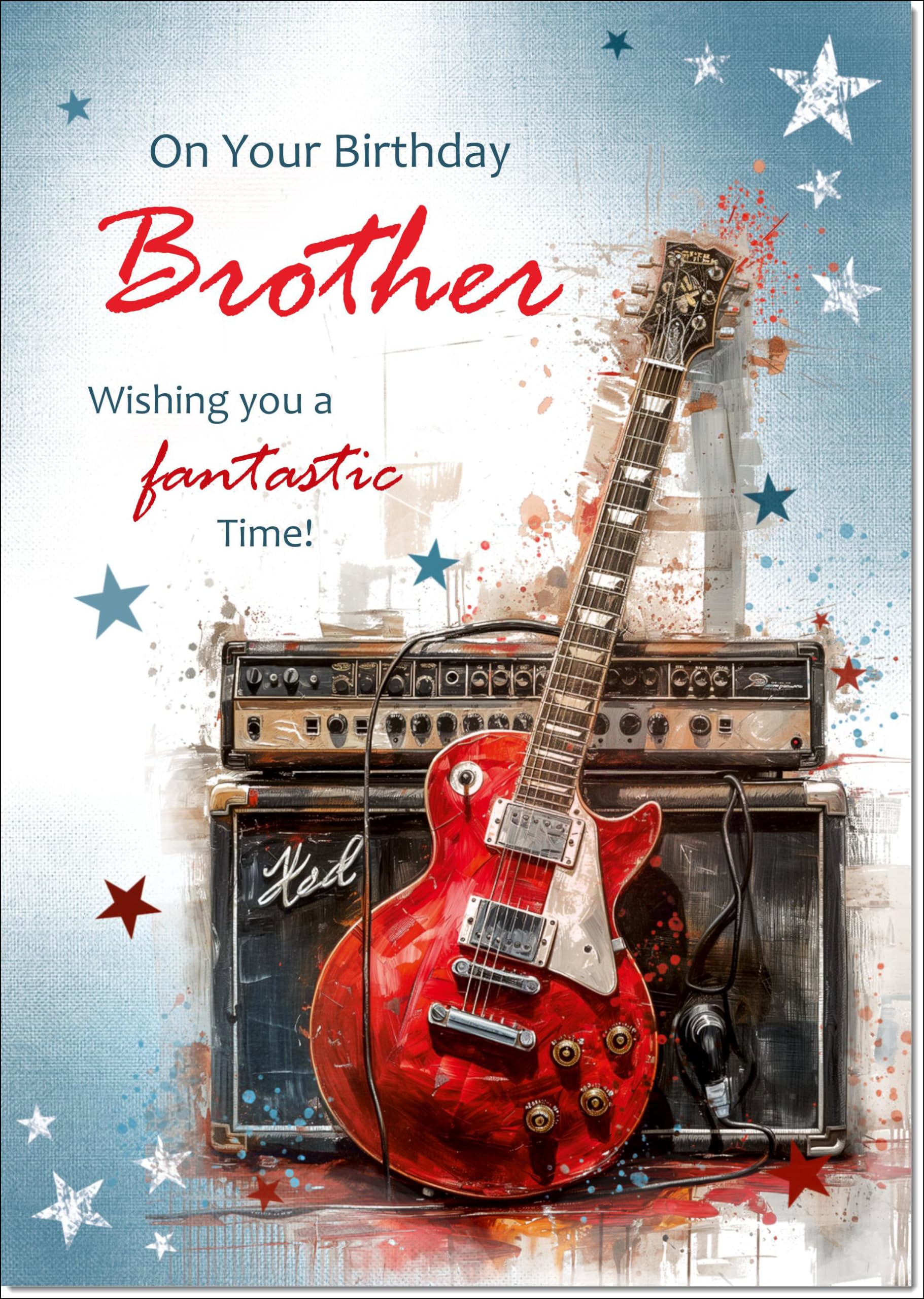 doodlecards Brother Birthday Card Guitar Large A4 Size with Plain Envelope