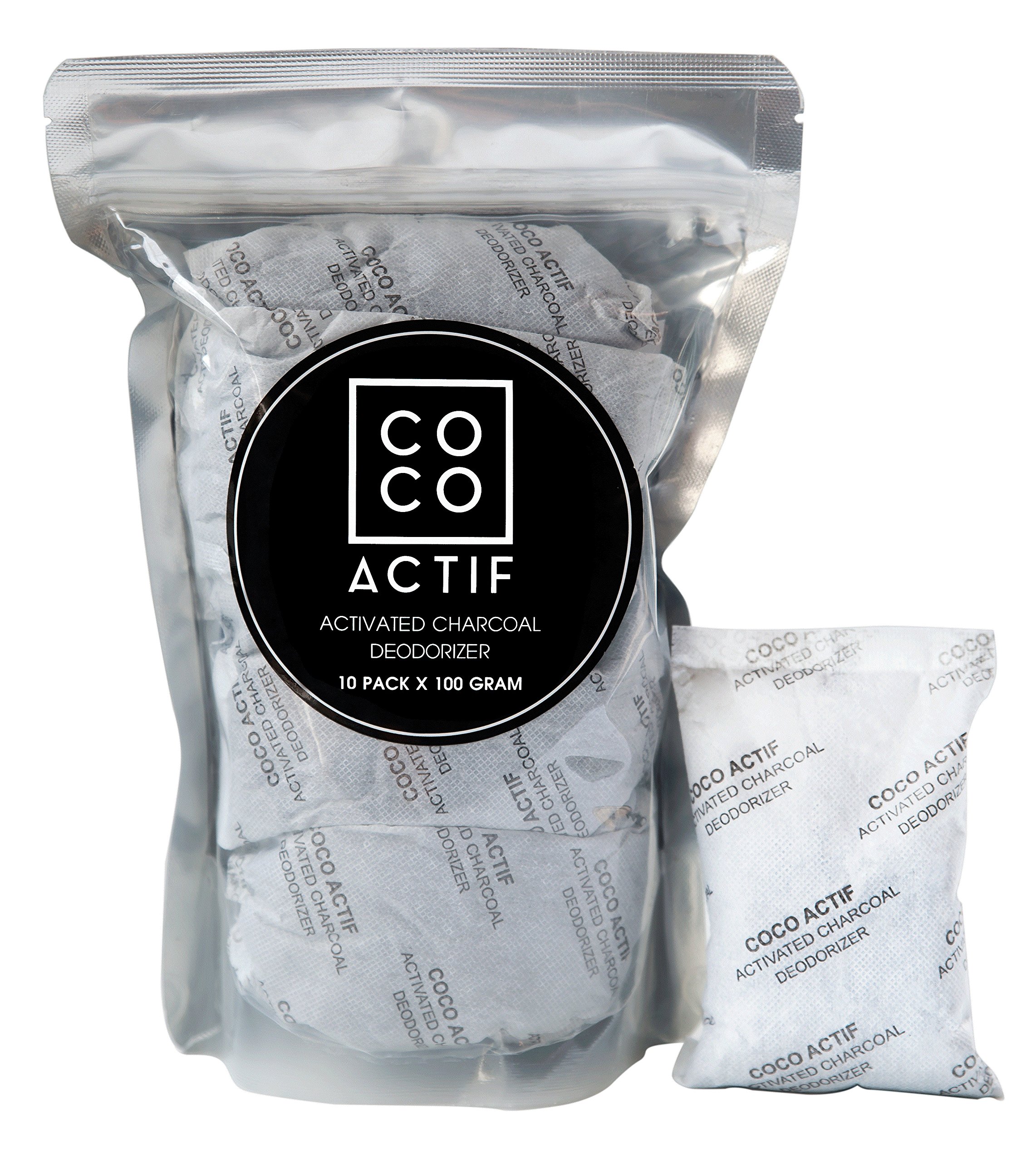 10 Pack x 100 Gram Activated Charcoal Diaper Pail Deodorizer and Odor Eliminator in Refrigerators Shoes Bathrooms Linen Closets Nursery Rooms and Pet Areas