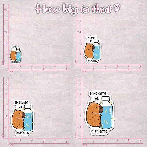 Miniatura 6 de (3 unidades) Hidratar o morir Capybara Abrazar Botella de Agua Pegatinas Pegatinas Capybara Pegatina de Capybara Pegatina Recordatorio, Beber Agua