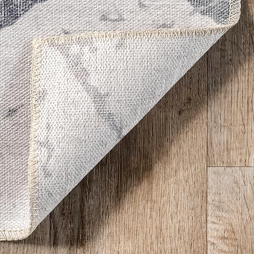 Miniatura 4 de nuLOOM Keesha - Alfombra reversible lavable a máquina, 6 x 9 pies, beige y azul