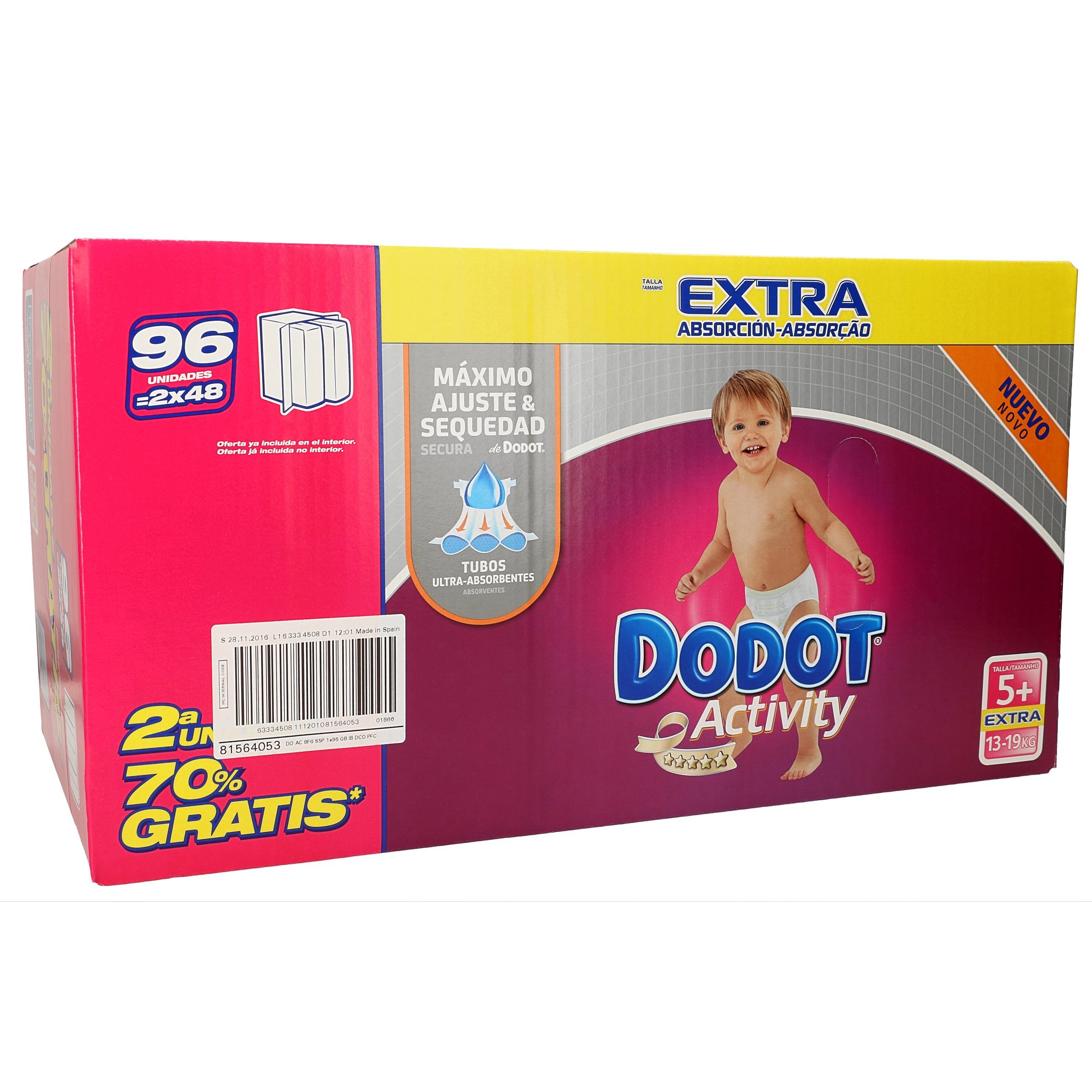 Dodot Activity Pañales Talla 5+, 96 Pañales - 12-​17 kg