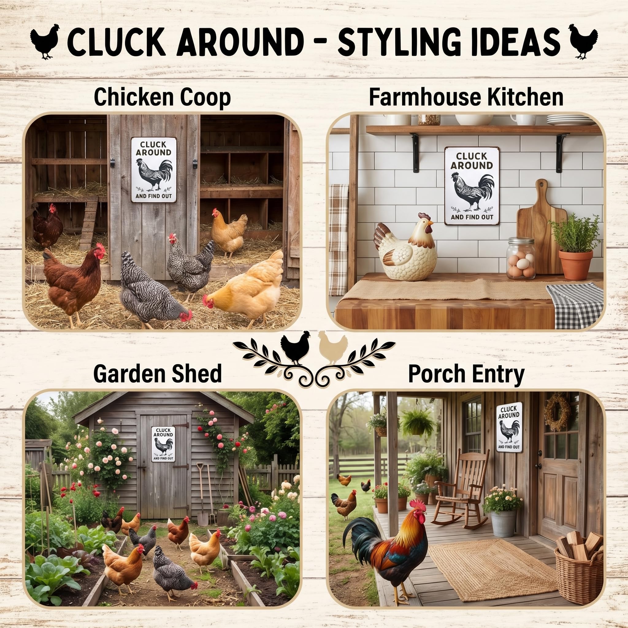 Smilelife Funny Chicken Gifts Chicken Cluck Around and Find Out Tin Sign for Home Farm Chicken Coop Farmhouse Kitchen Garden Decor 8 X 12 Inch (3020)