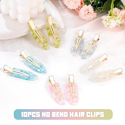 Miniatura 3 de KesaPlan 10 pinzas para el cabello sin doblar, sin arrugas para peinar, clips planos de resina acrílica, pasador de pelo sin costuras colorido para