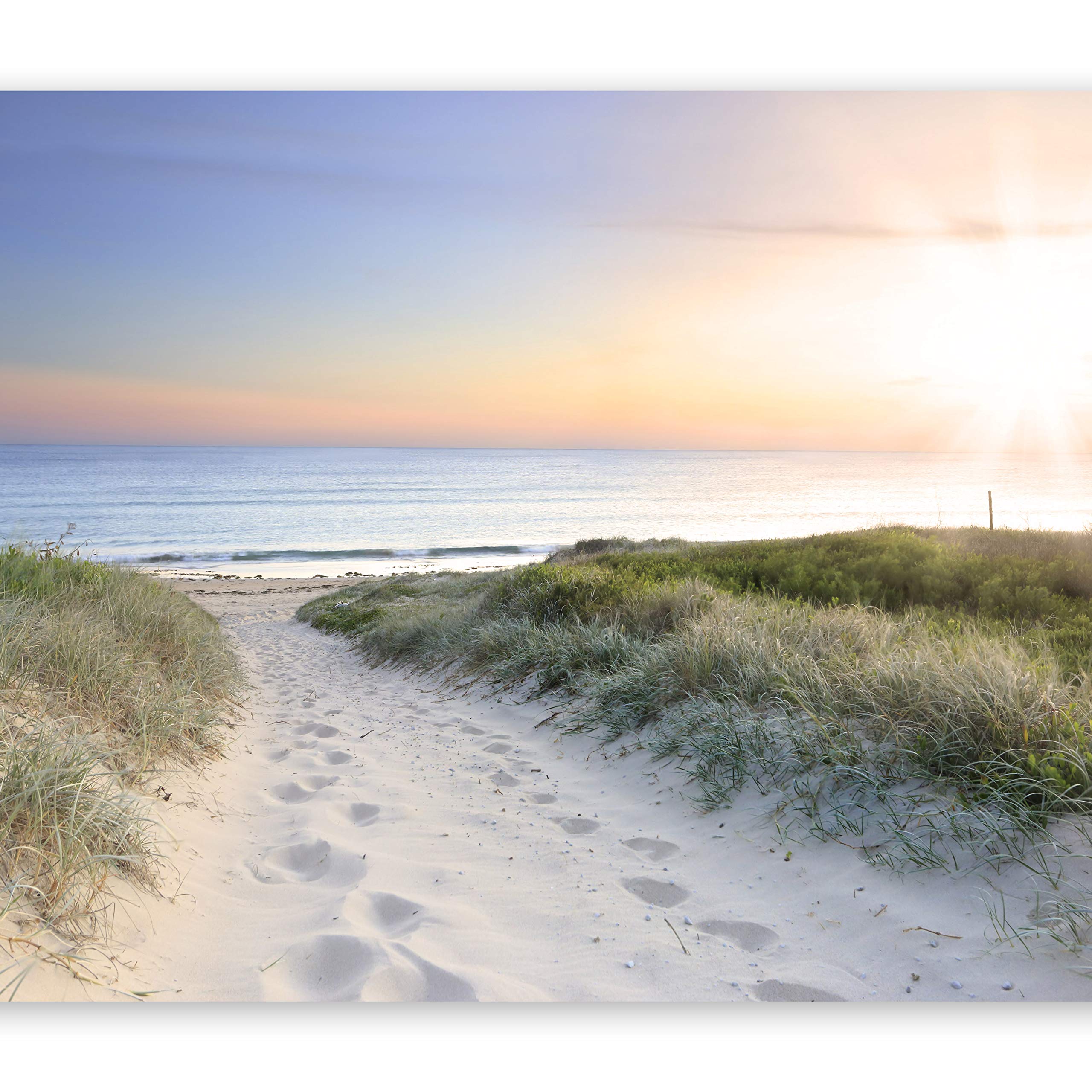 Wallpaper - Wall Mural Beach & Sea 200x140 cm / 78.7" x 55.1" Non-Woven Premium Art Print Fleece Wall Mural Decoration Poster Picture Design Modern Nature Landscape Sunset Sand Ocean c-A-0043-a-a — image 1