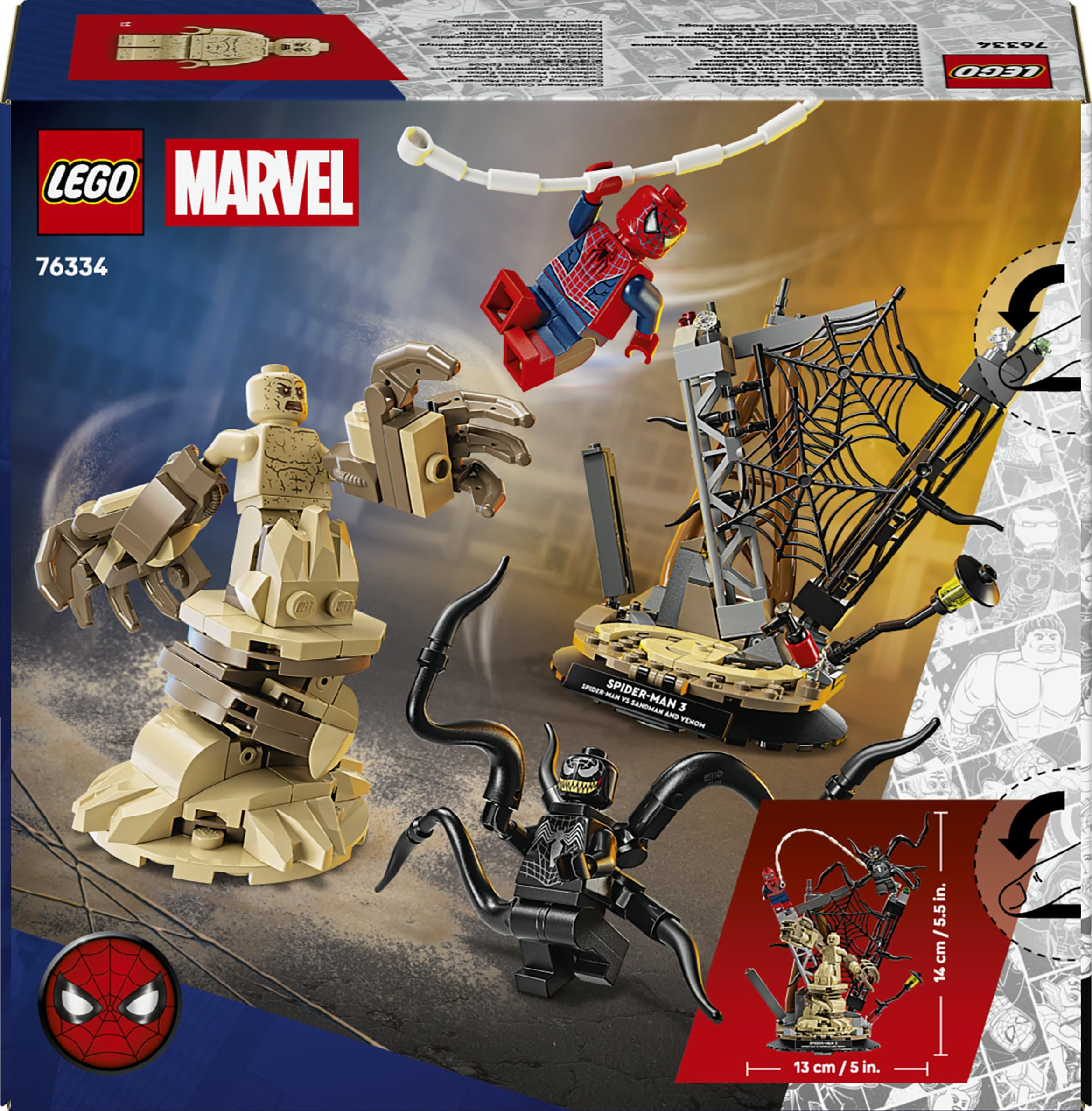 LEGO | Marvel Battaglia Epica: Spider-Man vs. Sandman - Giocattolo dei Supereroi con 3 Minifigure Inclusi Spider-Man & Venom, e Cantiere Edile - Regalo per Bambini da 9 Anni in su Fan dei Film - 76334