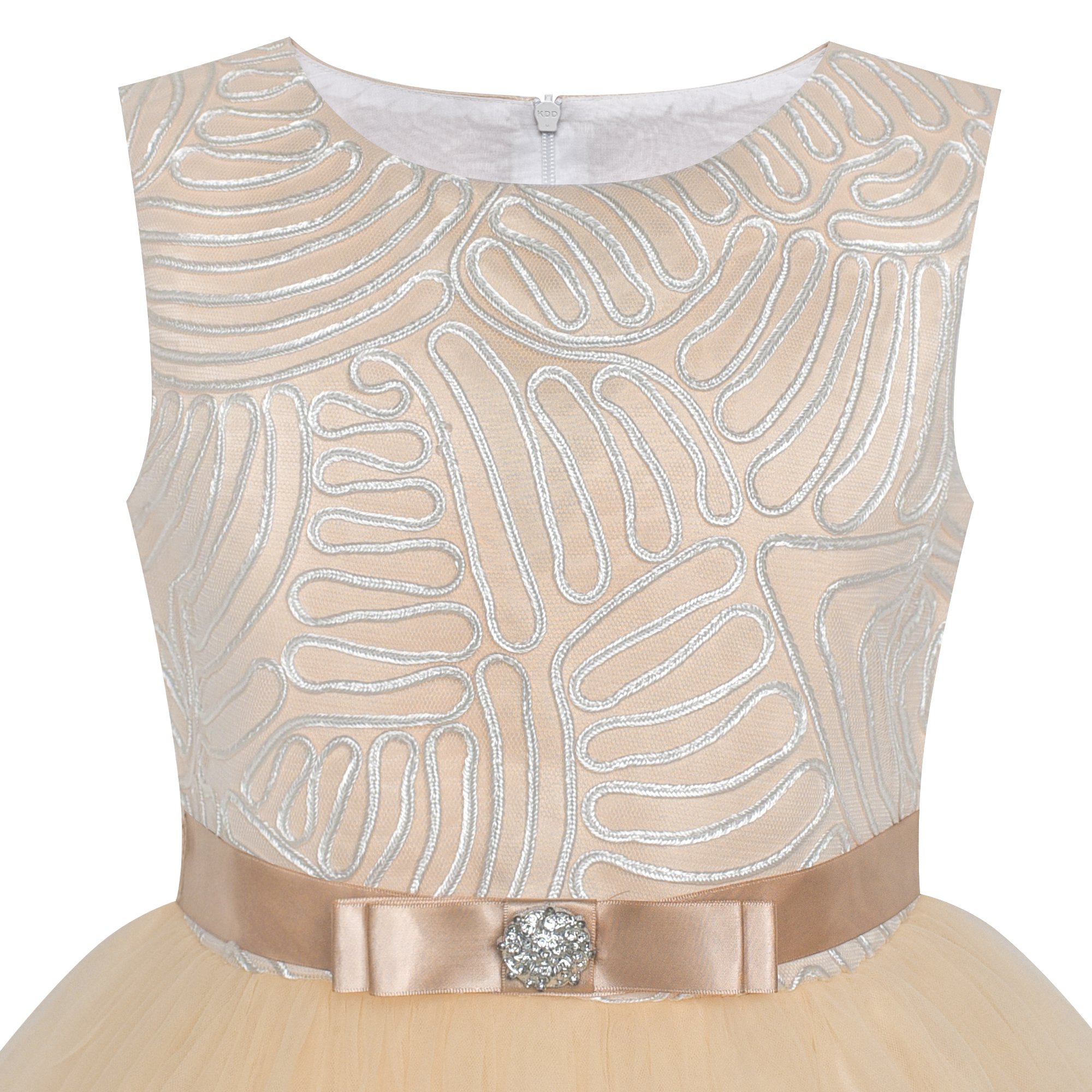 Sunny Fashion Robe Fille Fleur Bleu Belted Mariage Partie Demoiselle d'honneur 4-12 Ans