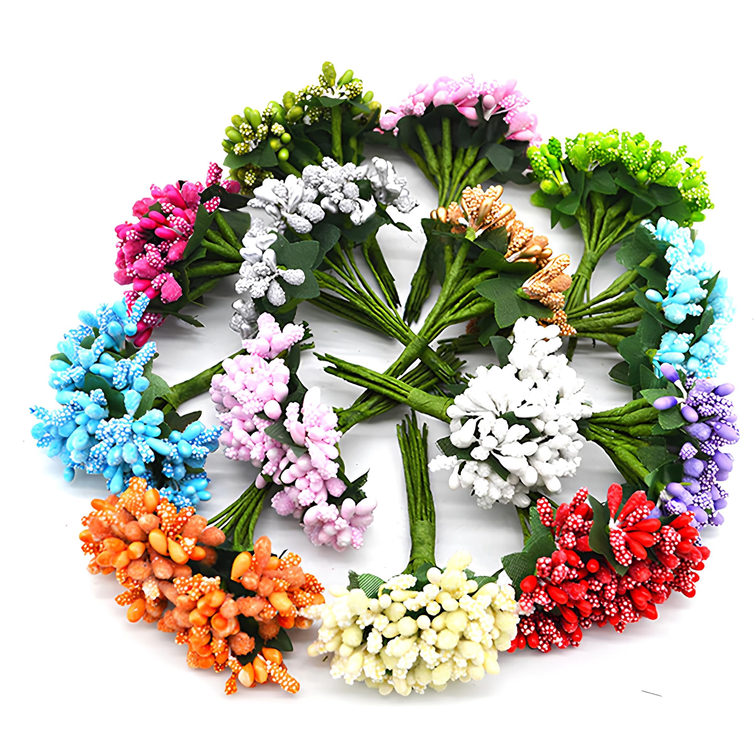 Excellentcrafts Artificial Pollen Flowers for Tiara Making & Jewelry Making Pack of 144 Pollen Multi/Mix Colour (12 Bunch of 12 Pollen Each)-image-31