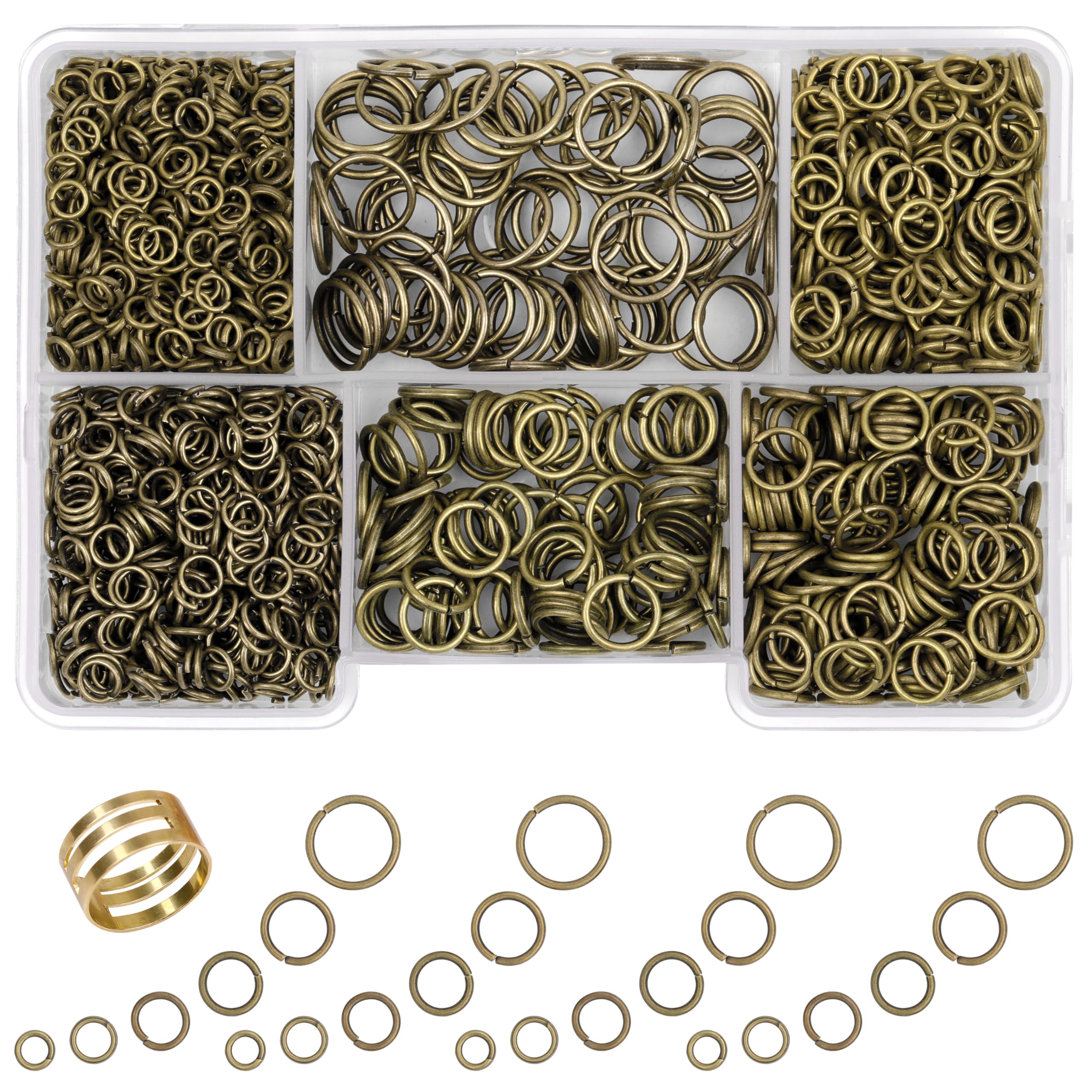1400 Pcs Mixed Size Jump Rings for Jewelry Making, Keychains, Necklace Repair & DIY Crafts - 4mm, 6mm, 5mm, 7mm, 8mm, 10mm - Antique Bronze