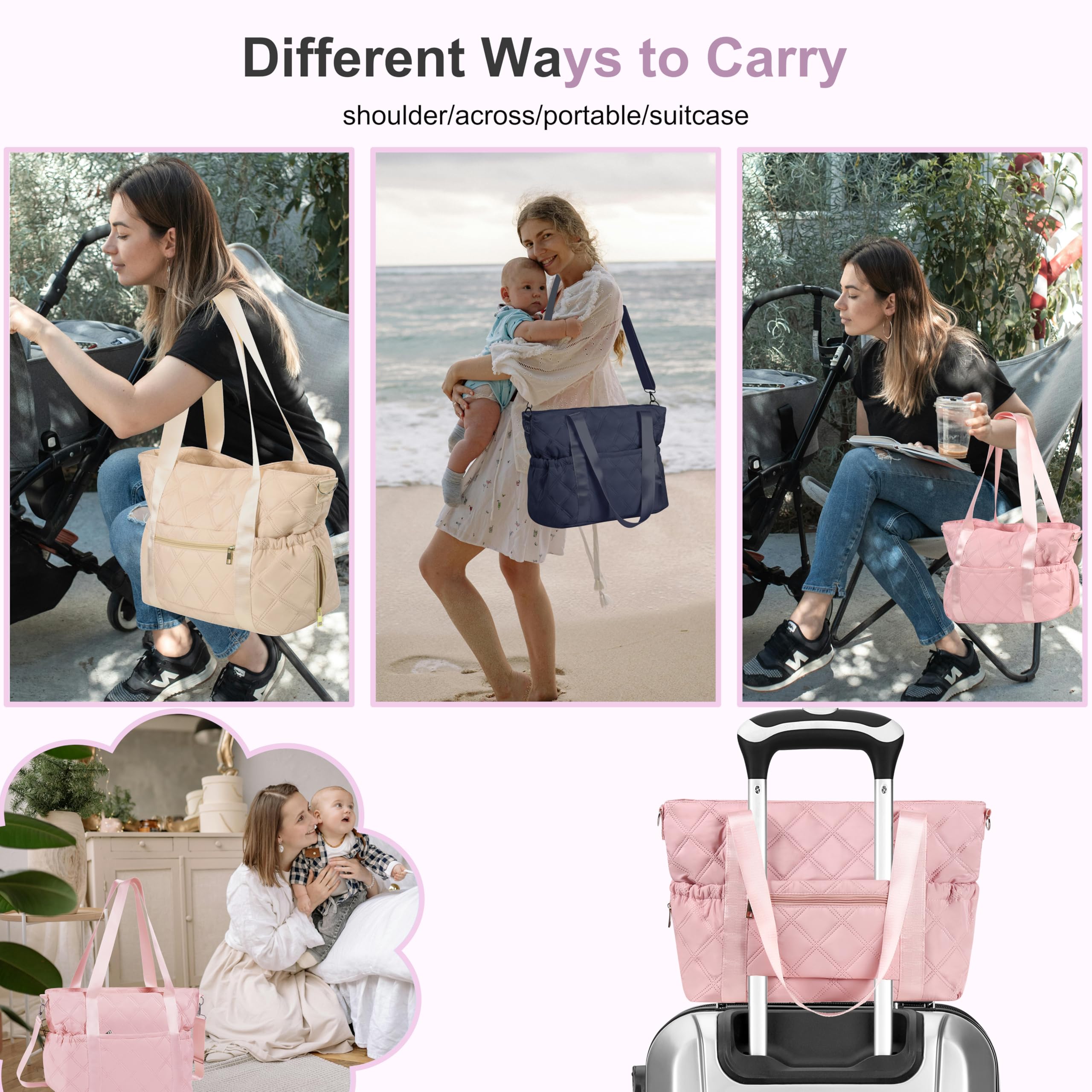 FCQQYWZ Bolso bandolera grande para pañales con cambiador, bolsa de almacenamiento para mamá