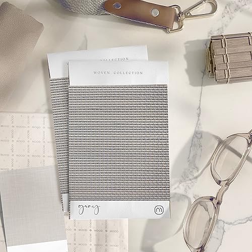 Miniatura 2 de MOOD Persianas de bambú personalizadas, tejidas, persianas romanas de bambú sin cordones para ventanas y puertas (tejido natural), tejido gris