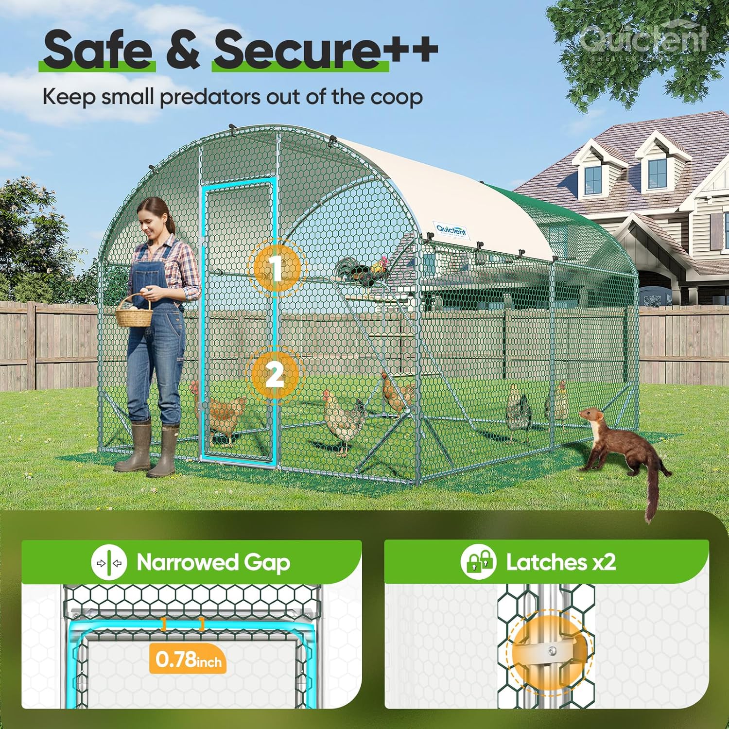 Diagram showing reinforced corner poles and U-shaped stakes for upgraded stability.