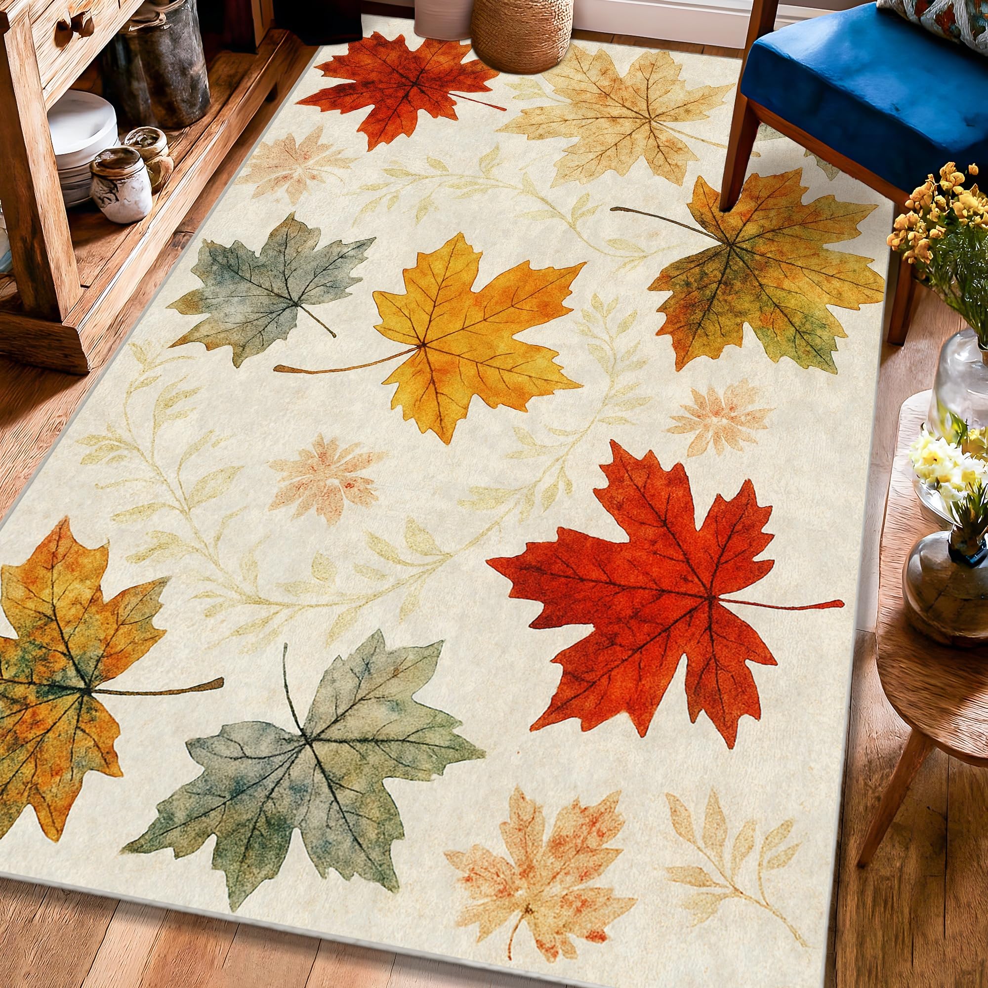Tapis de feuilles d'érable déco automne résistant décoloration chambre