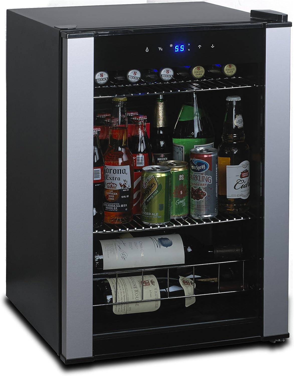 Wine Enthusiast Evolution Series Stainless Steel Wine & Beverage Center – Compact, Adjustable Temperature, Freestanding Mini Fridge
