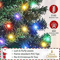 Vista 34 de Yaheetech 7.5ft Pre-lit Spruce Artificial Christmas Tree Snow Flocked Hinges Tree with 550 Multicolor LED Lights & 1284 Branch Tips & Metal Stand