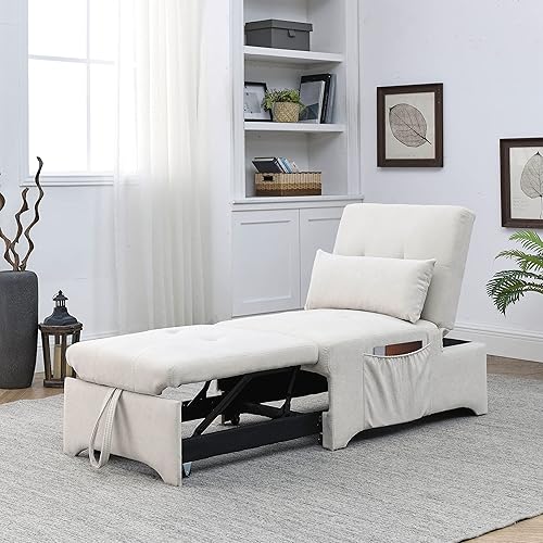 Silla cama 4 en 1 sofá cama plegable con respaldo ajustable silla convertible extraíble con bolsillo lateral sillón individual multifuncional cama