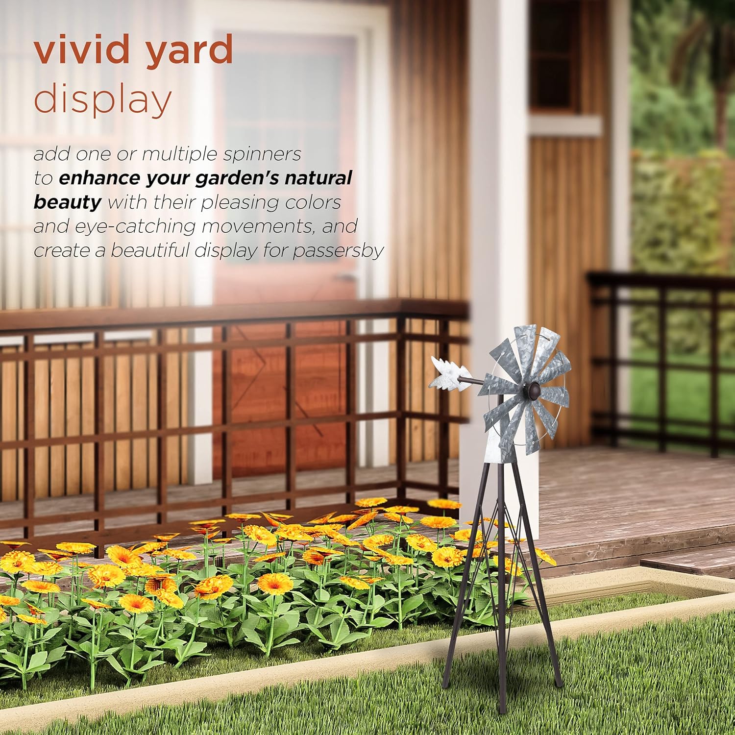 Alpine Corporation JUM368 Alpine Garden Stake Metal Wind Spinner, Bronze and Silver : Patio, Lawn & Garden