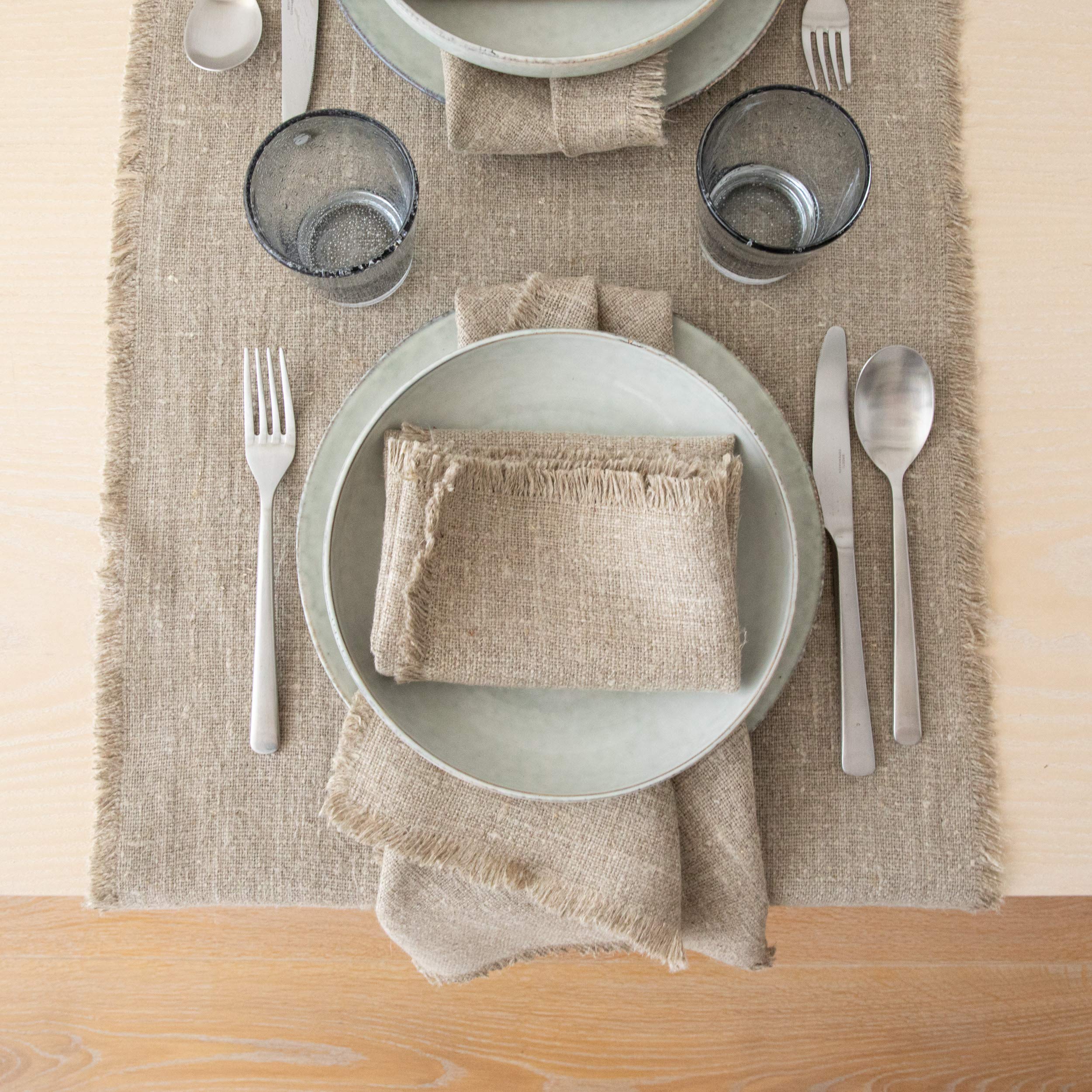 LinenMe Chemin de Table en Lin Style Rustique Couleur Naturelle 45 x 229 cm